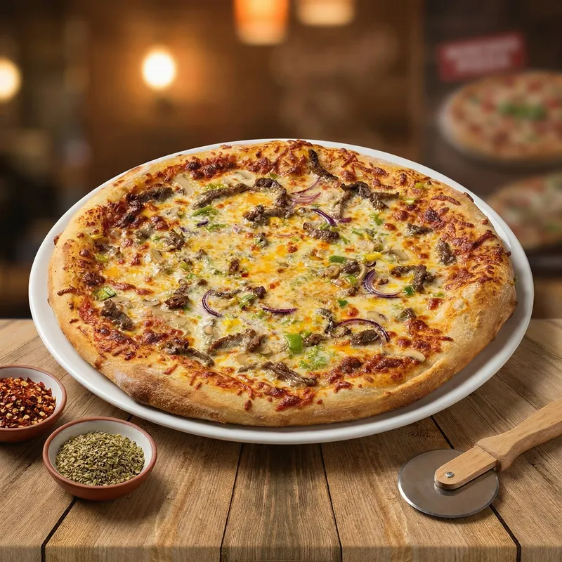 Biffkjøtt pizza